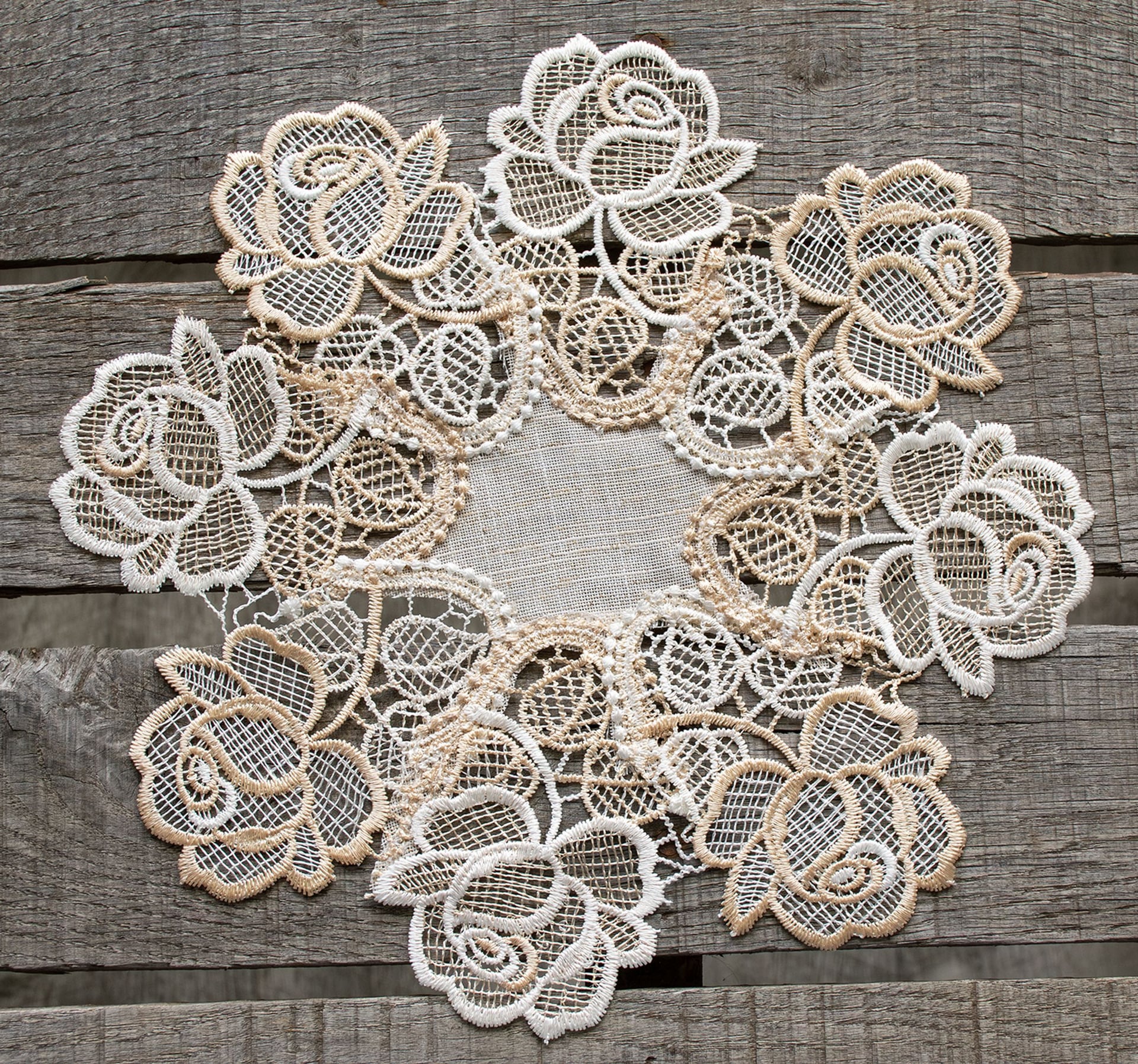 Beige Rose Lace Doily