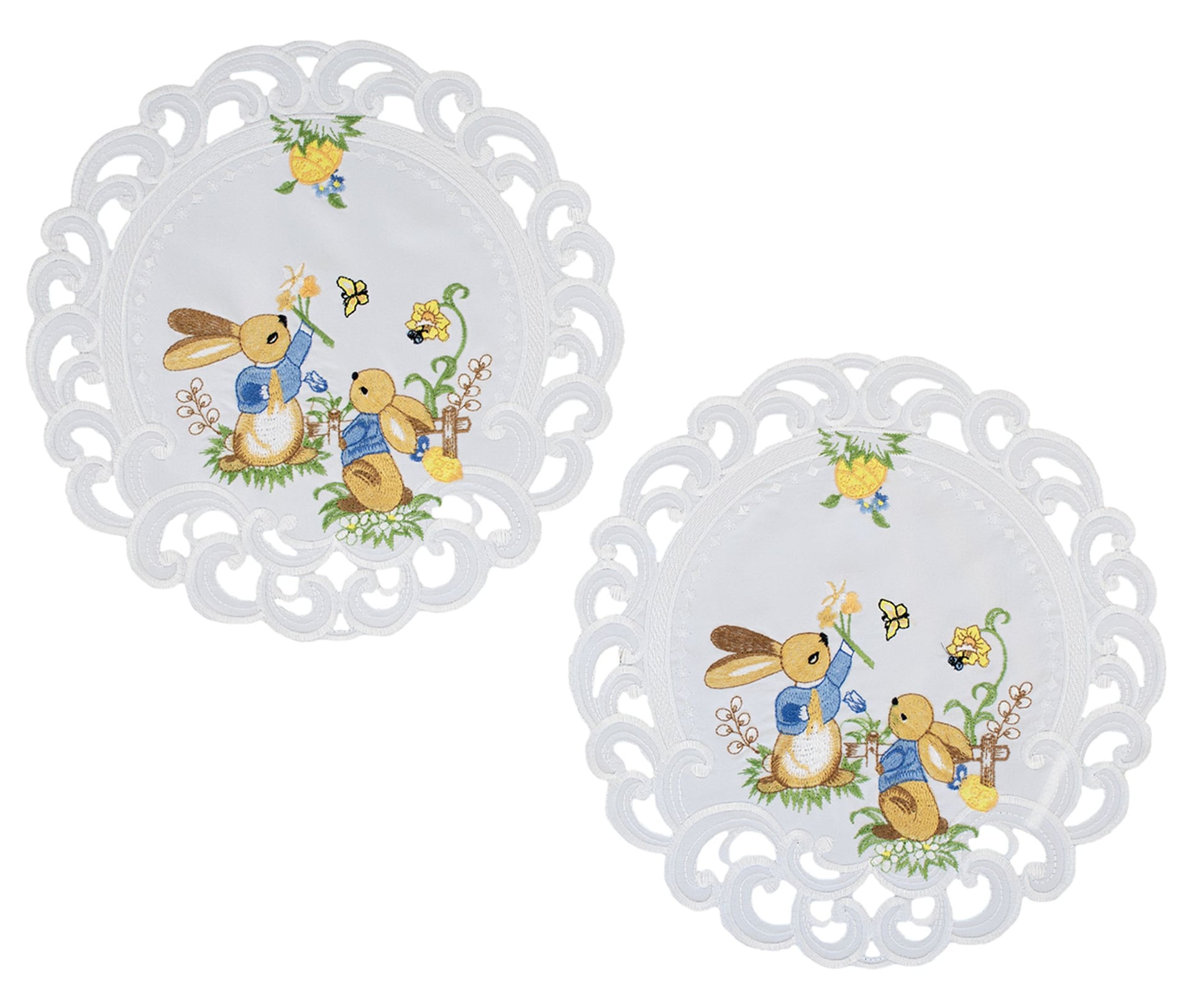 Easter Bunny on White Doily (11" RD/ 15" RD)