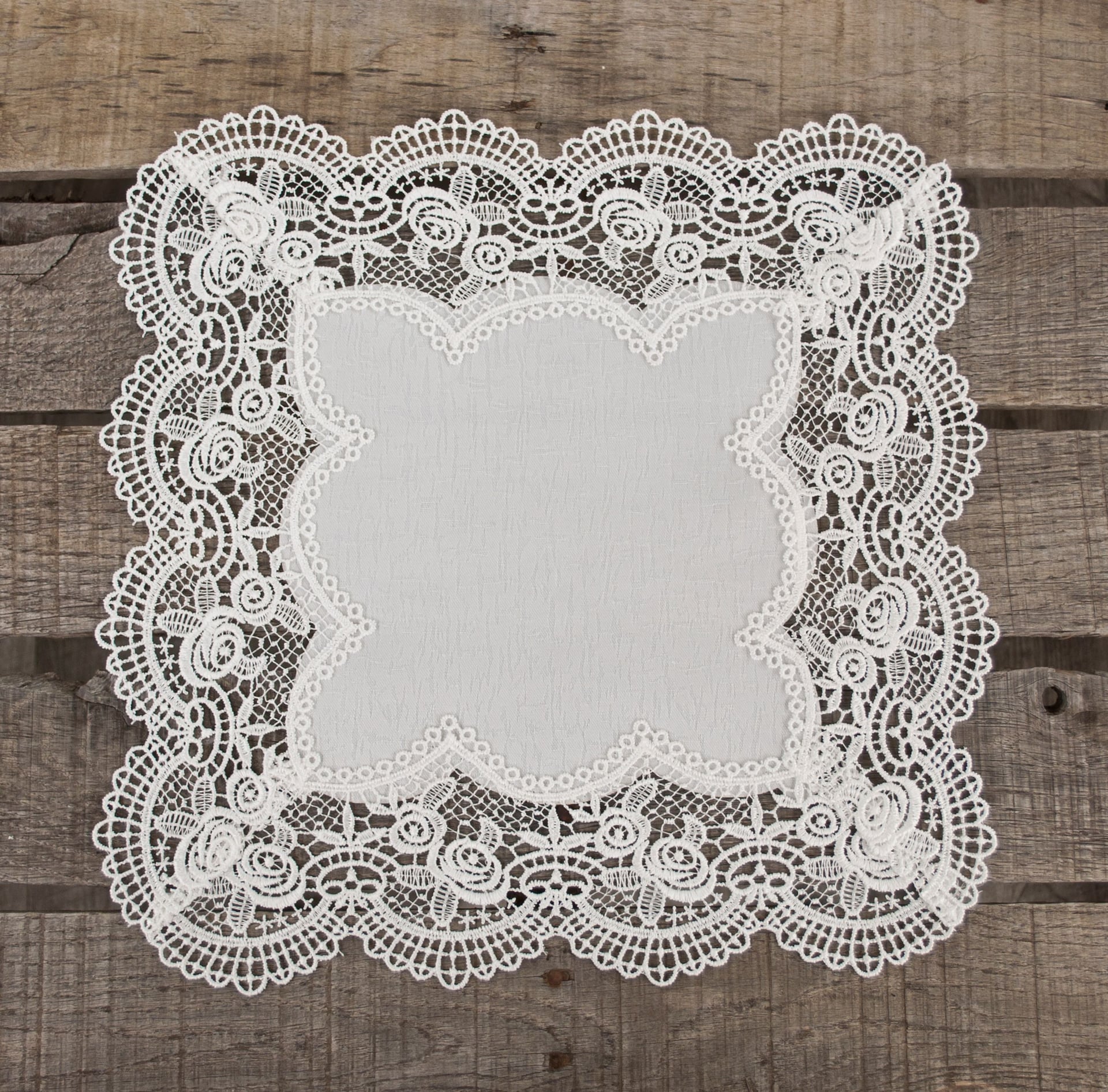 Antique Royal Rose White Jacquard Lace Doily
