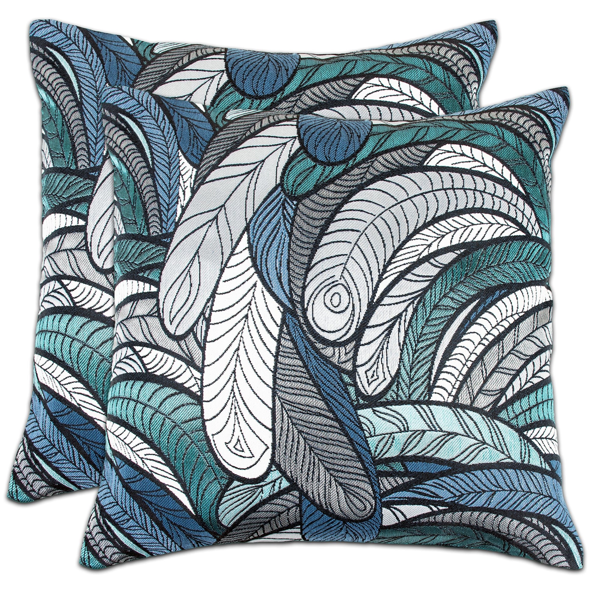Gray Teal Feather Elegant, Decorative Pillow Cover