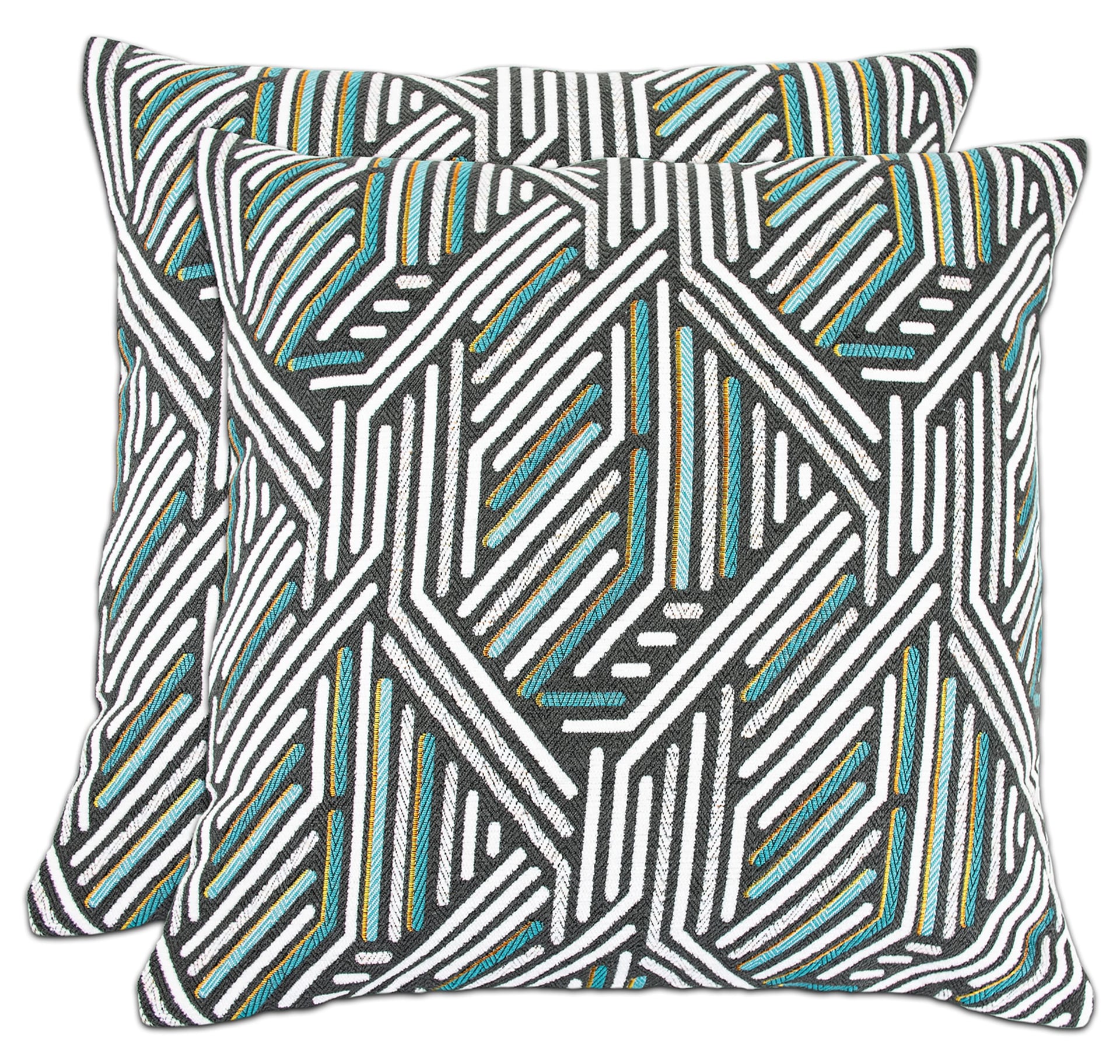 Weave Pattern Teal and Gray Decorative Throw Pillowcase