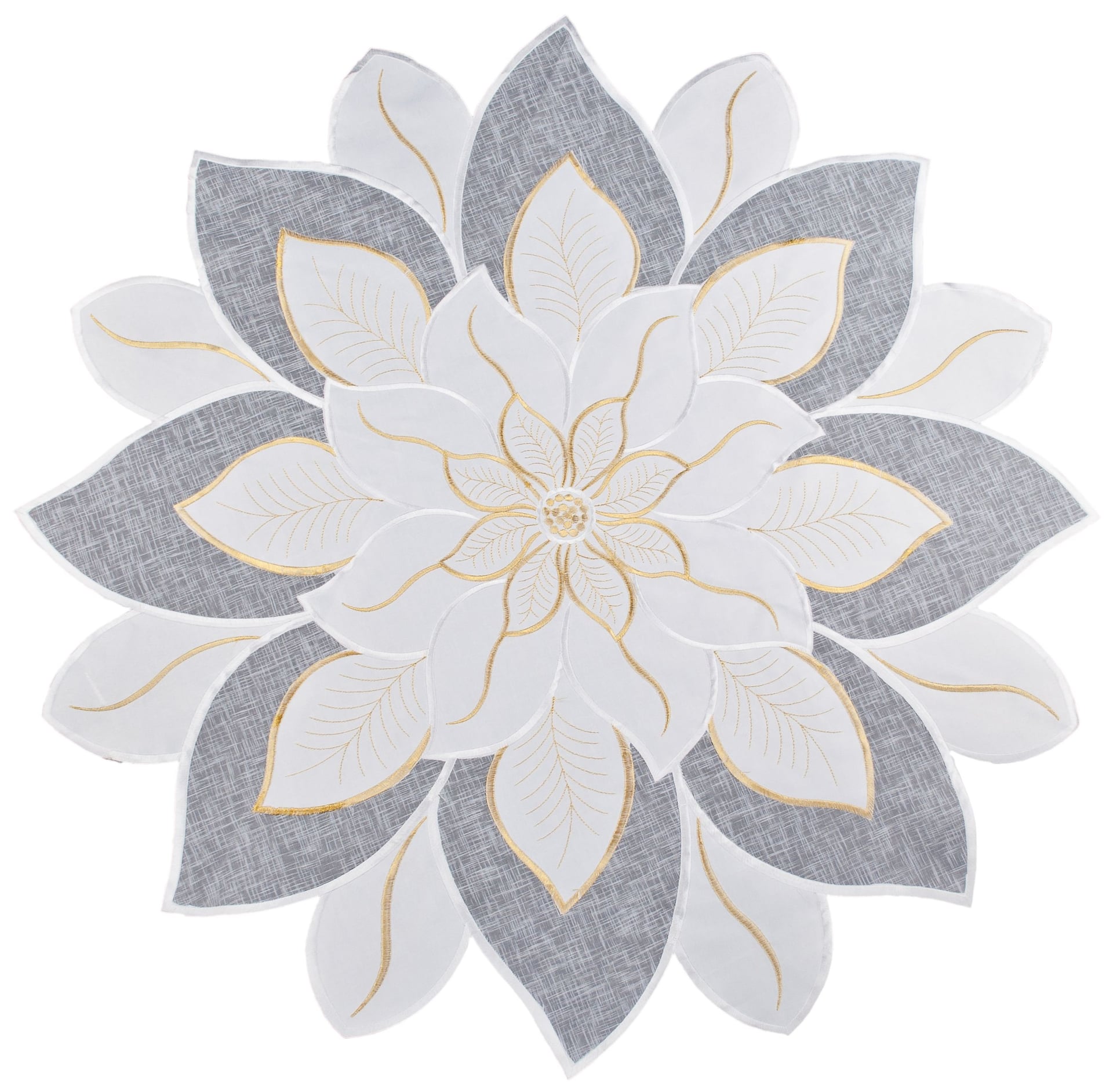 White and Gold Star Poinsettia Doily/ Table Topper