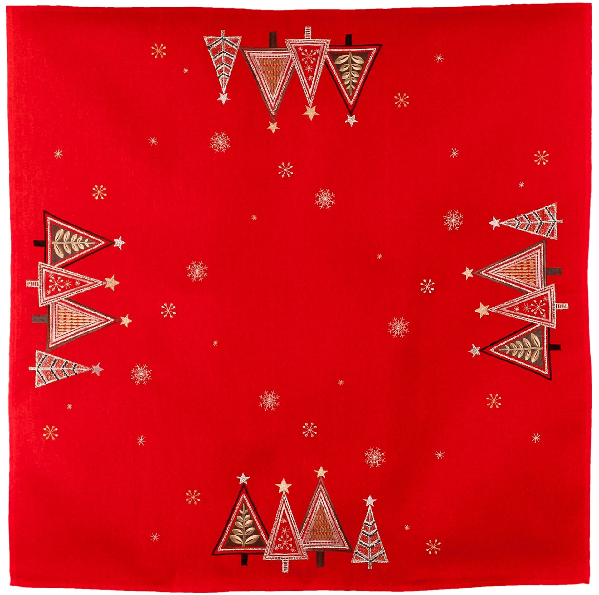 Red Modern Geometric Christmas Tree Table Topper (34" SQ)
