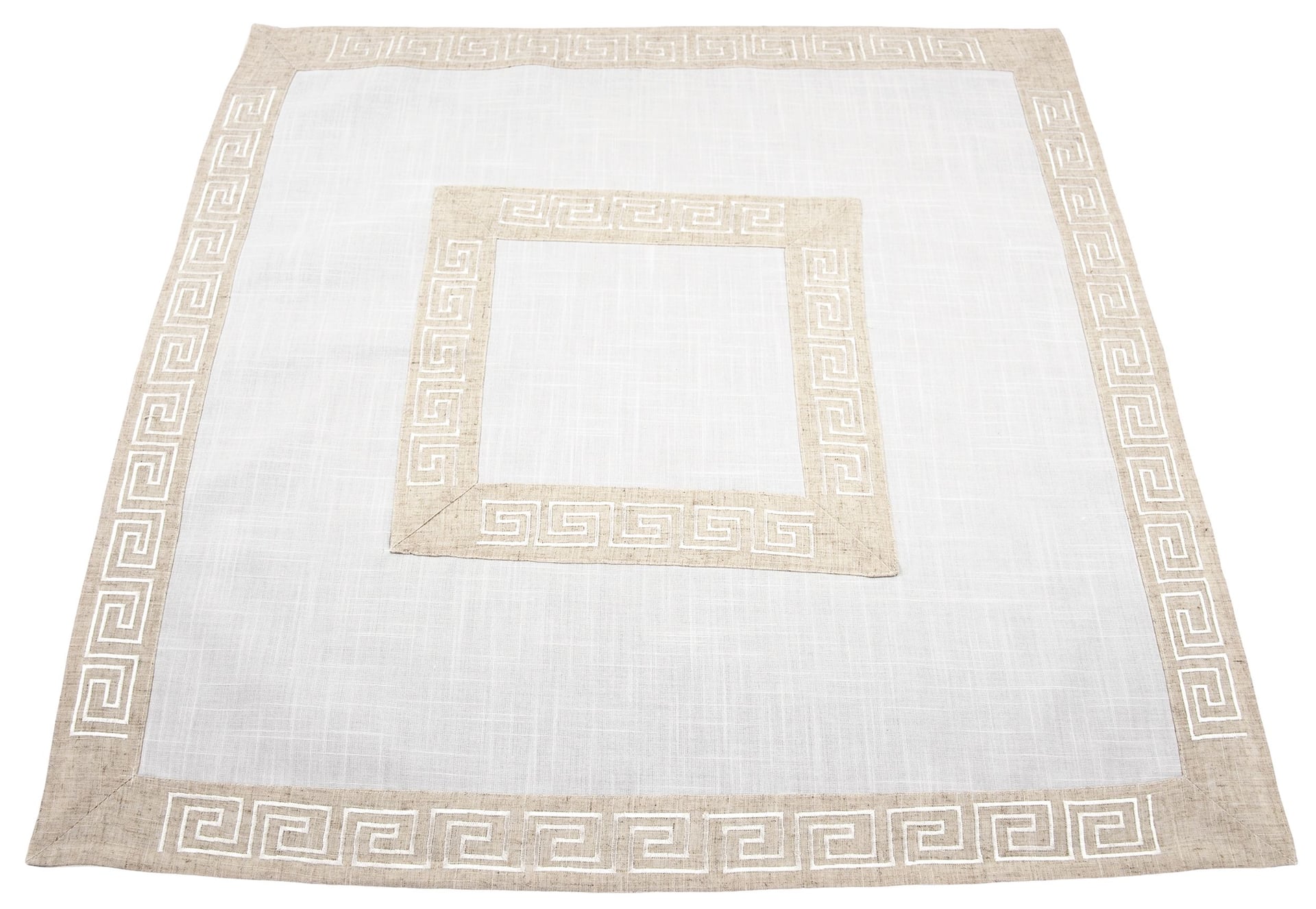 Greek Key Table Topper 34 Inch Square