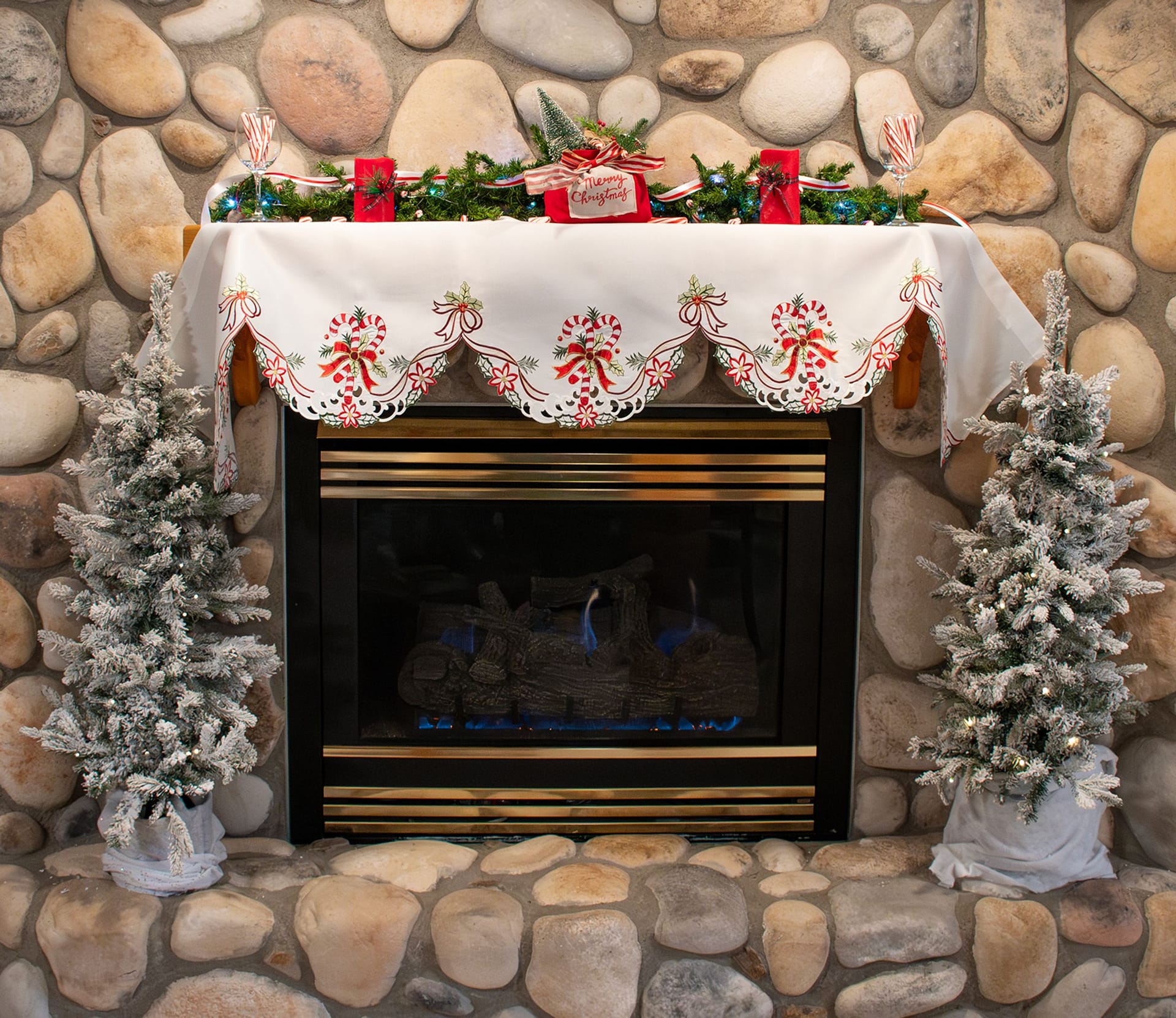 Mantel Scarf White Christas Fireplace Antel Cover – Lace