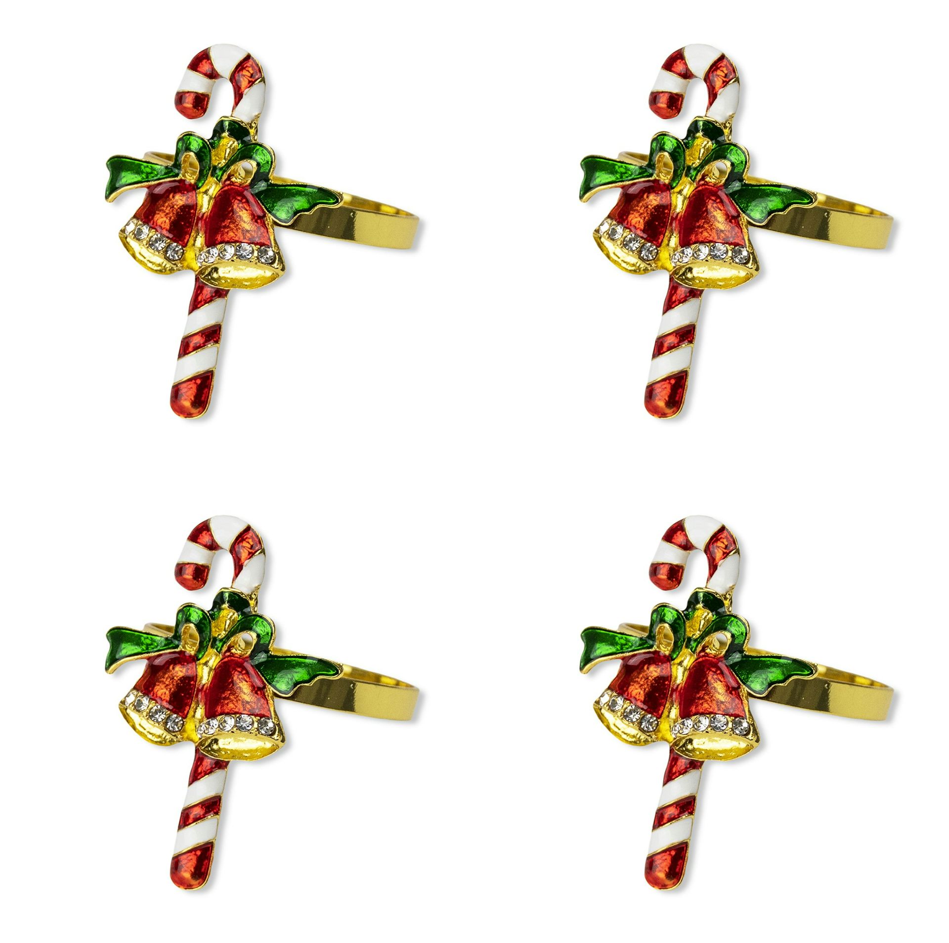 Beautiful Christmas Candy Cane Napkin Rings Set of 4