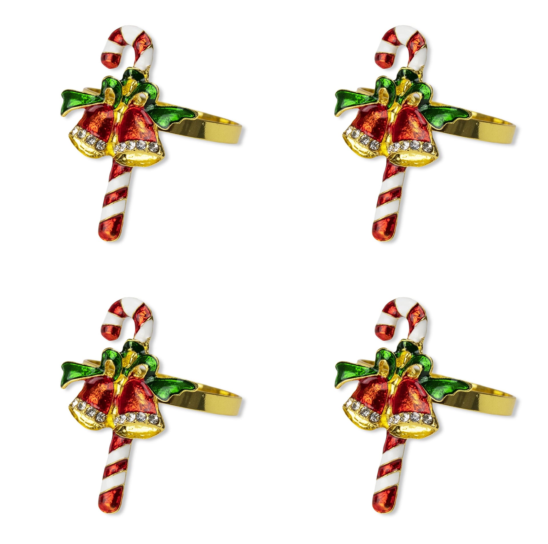 Beautiful Christmas Candy Cane Napkin Rings Set of 4