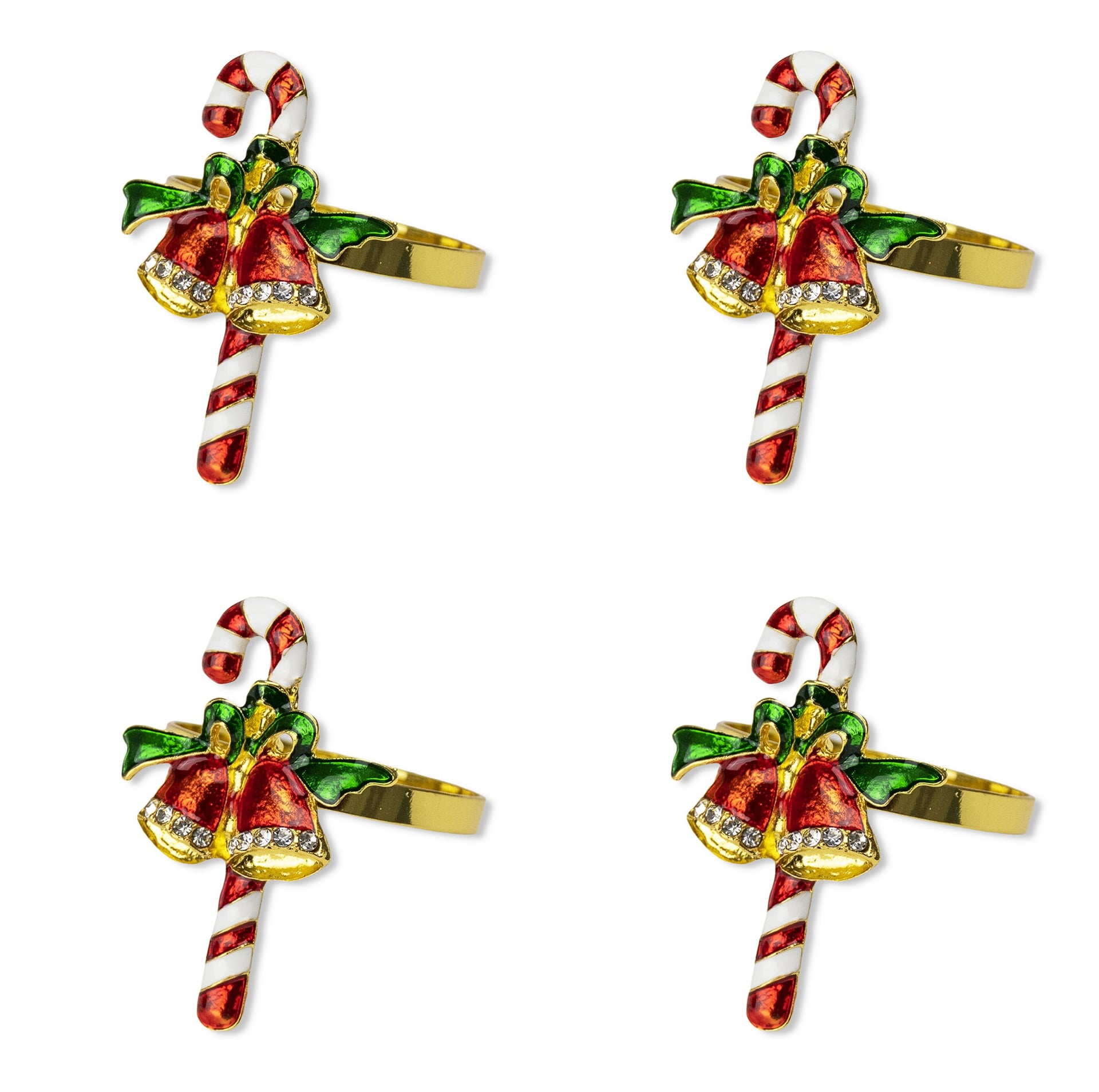 Beautiful Christmas Candy Cane Napkin Rings Set of 4