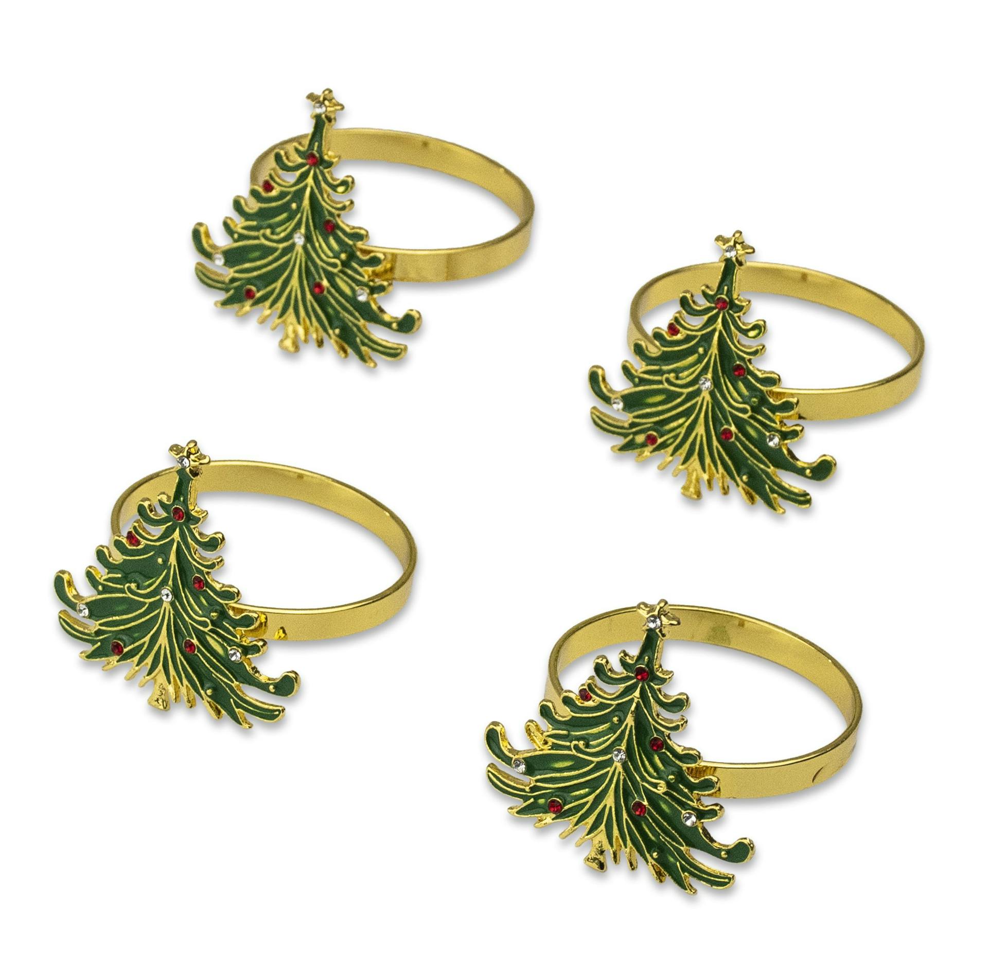 Beautiful Christmas Tree Napkin Rings Set of 4