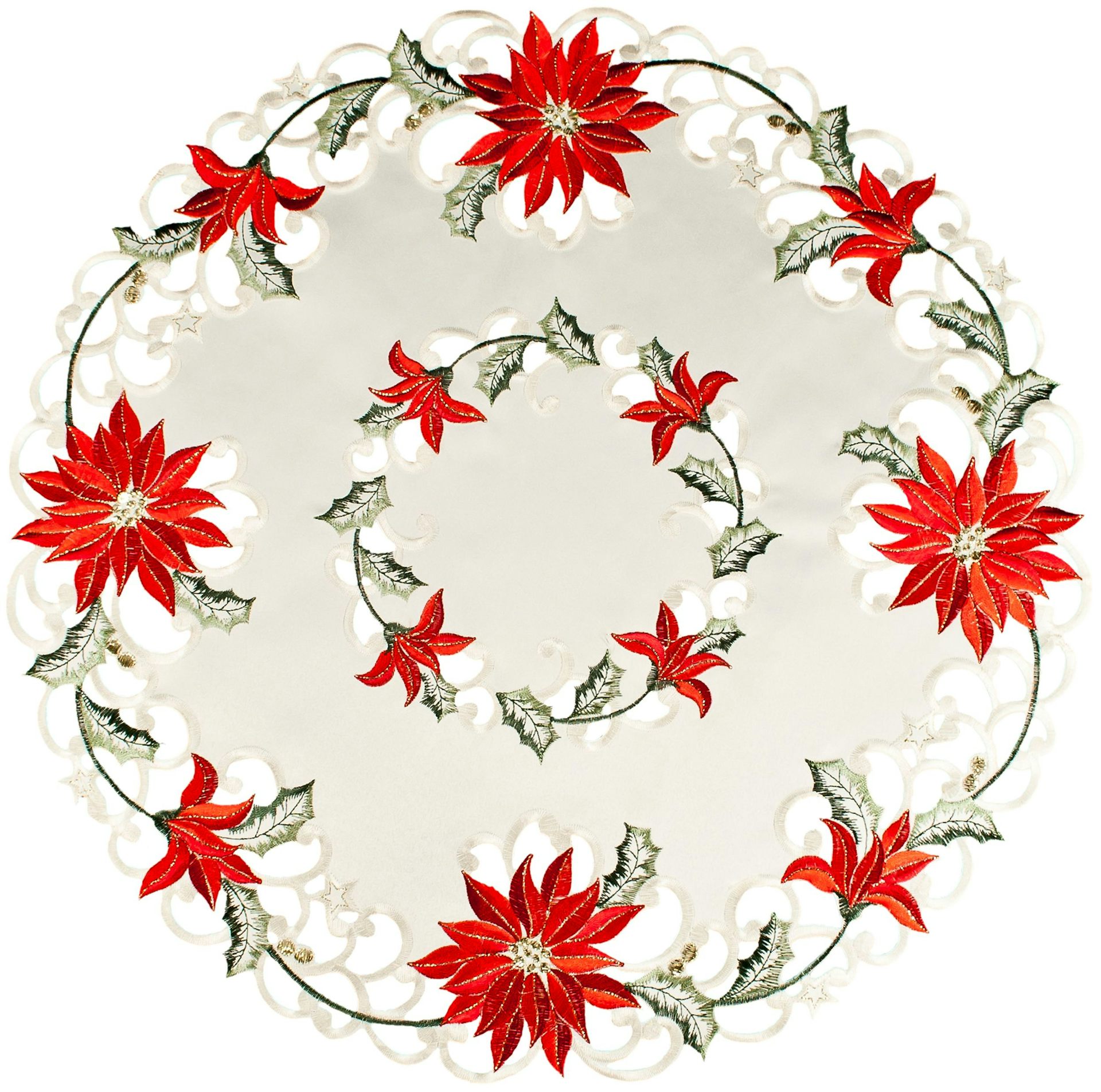 Embroidered Christmas Holiday Poinsettia (23"/ 33" Round)