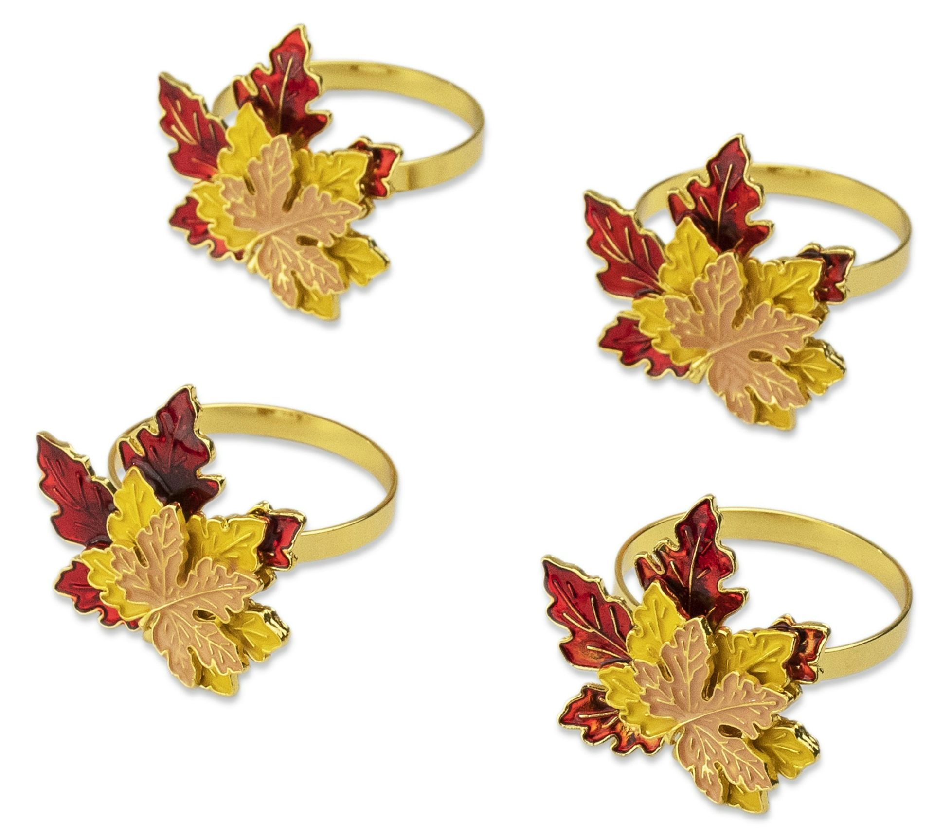 Set of 4 Fall Maple Leaf Napkin Rings