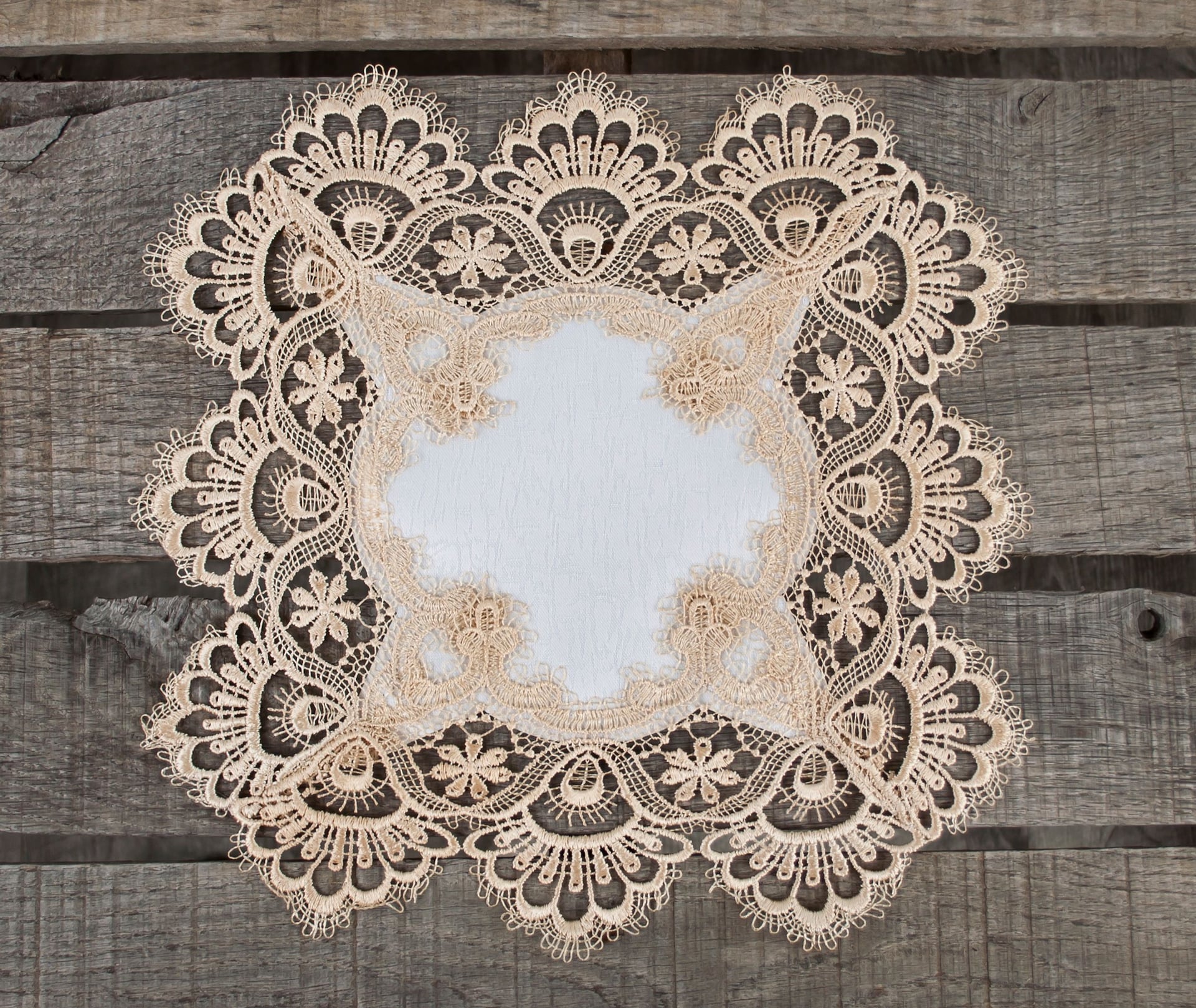 Gold European Lace Antique Jacquard Fabric Doily, Placemat