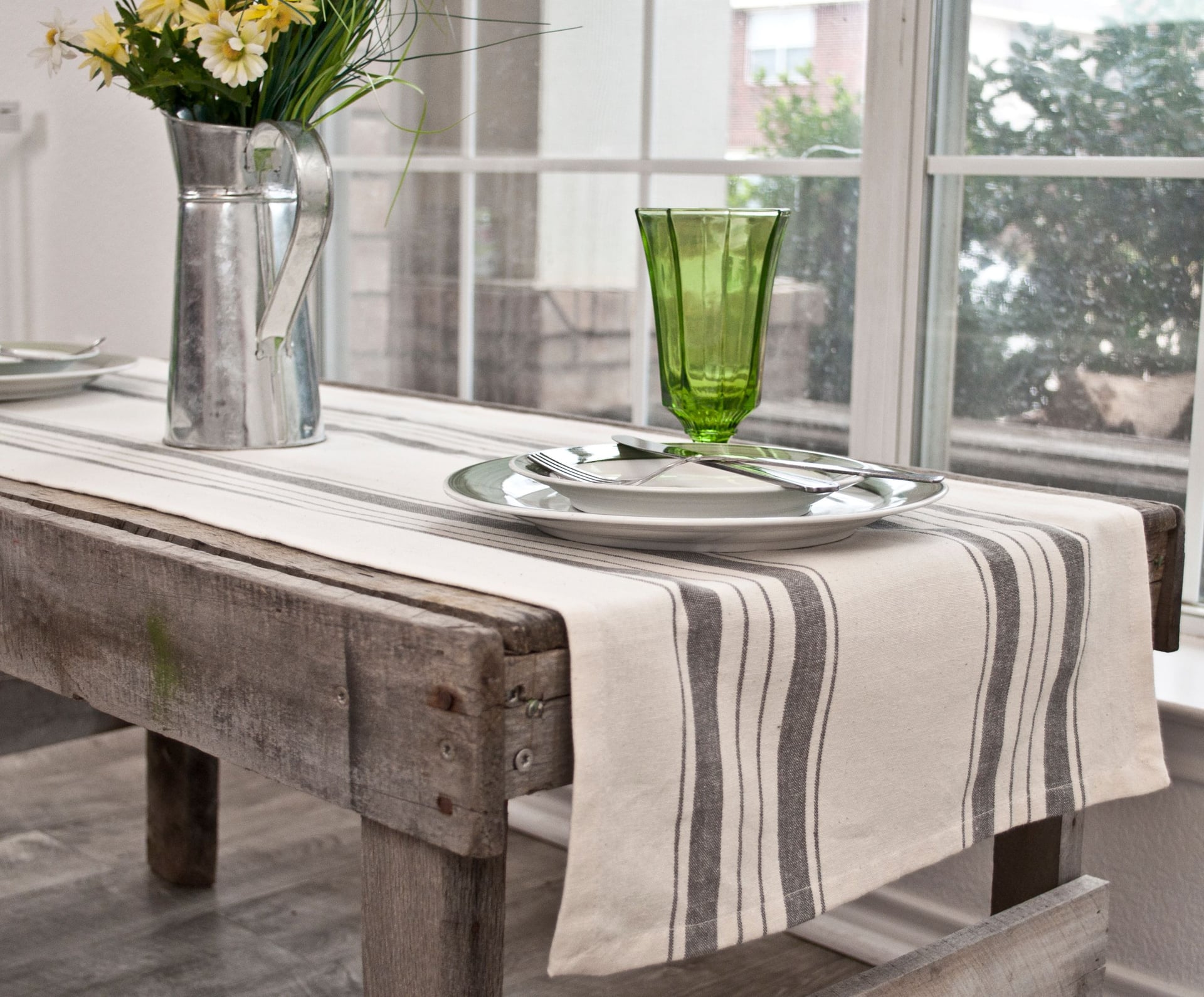 Striped Farmhouse Cotton Table Linen Collection