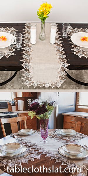 Lovely Beige with Brown and White Trim Runner for Your Dining Pleasure